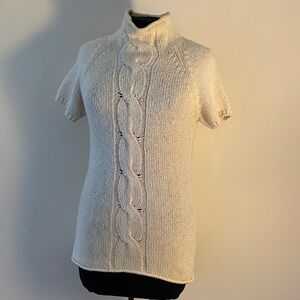 LL Bean Cowl Neck Cable Knit Sweater - Cream xs